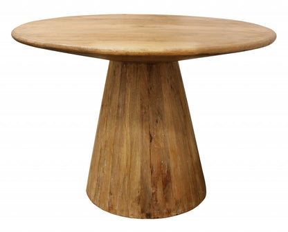 42" Natural Solid Wood Pedestal Base Round Top Dining Table