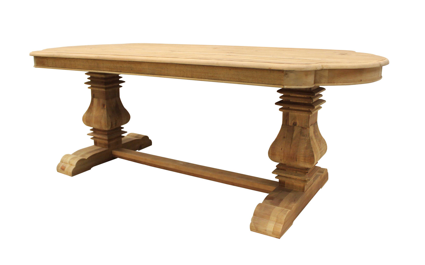 84" Natural Solid Wood Trestle Base Dining Table