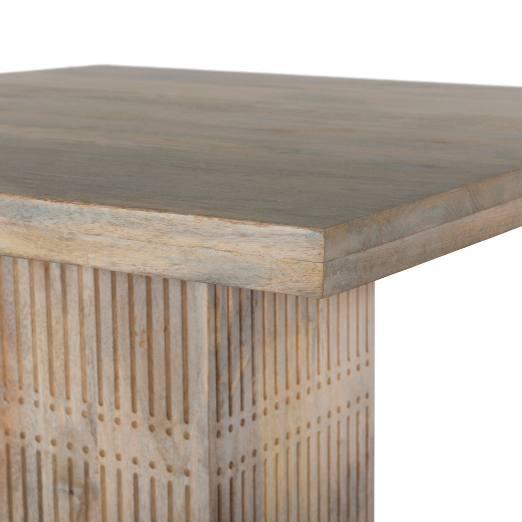 42" Natural Square Solid Wood Pedestal Base Dining Table