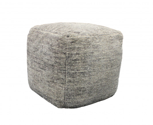 18" Gray Wool Cube Pouf Ottoman