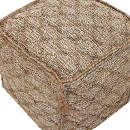 18" Brown Jute Cube Trellis Pouf Ottoman