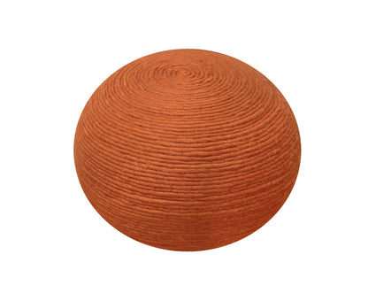 20" Orange Wool Round Ribbed Pouf Ottoman