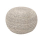 20" Gray Wool Round Ribbed Pouf Ottoman