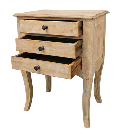 29" White Three Drawer Nightstand