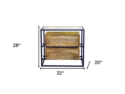 28" Natural Two Drawer Nightstand