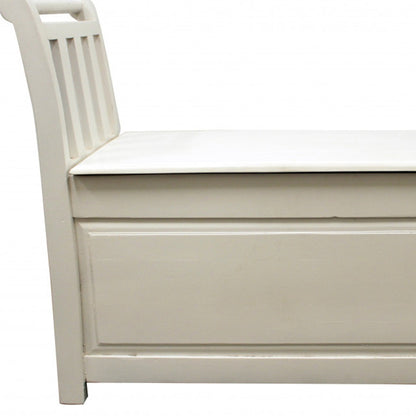 38" White Solid Wood Storage Bench with Flip Top