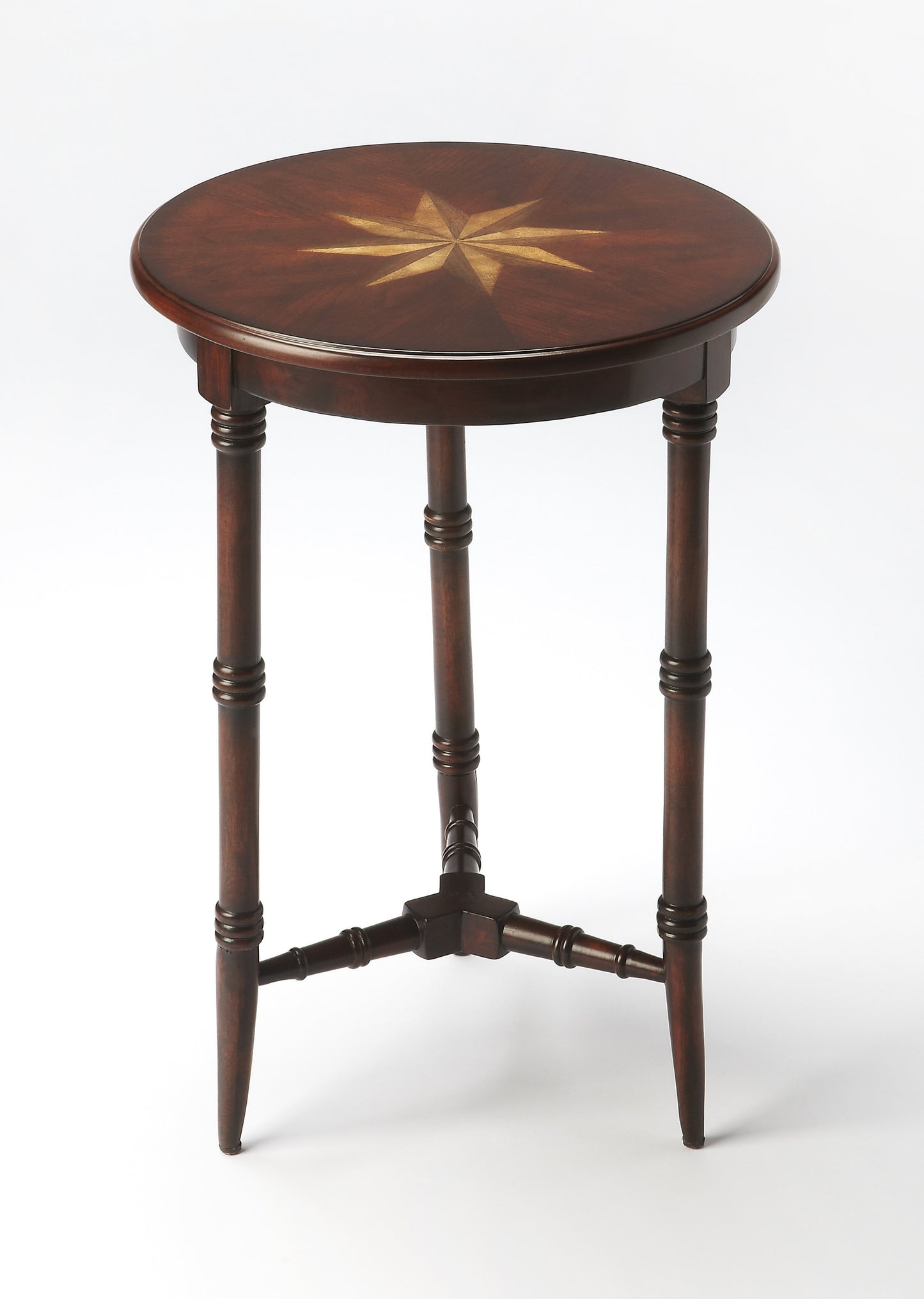 24" Dark Brown Mirrored Round End Table