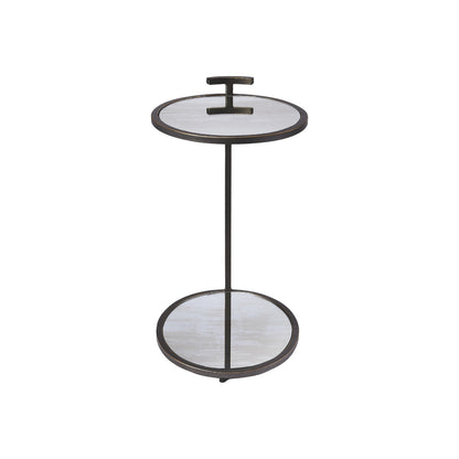 23" Black Mirrored Oval Mirrored End Table With Shelf