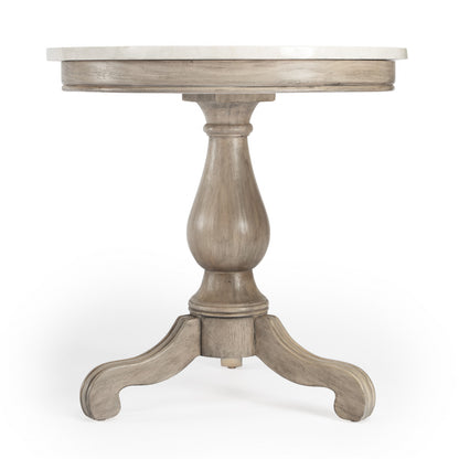 24" Light Brown Marble Round End Table