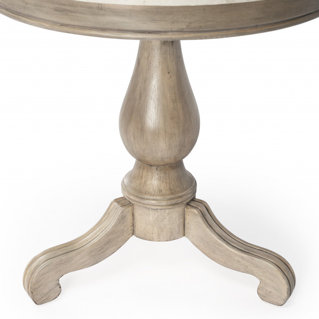 24" Light Brown Marble Round End Table