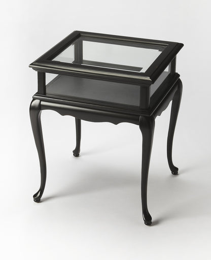 25" Black Glass End Table