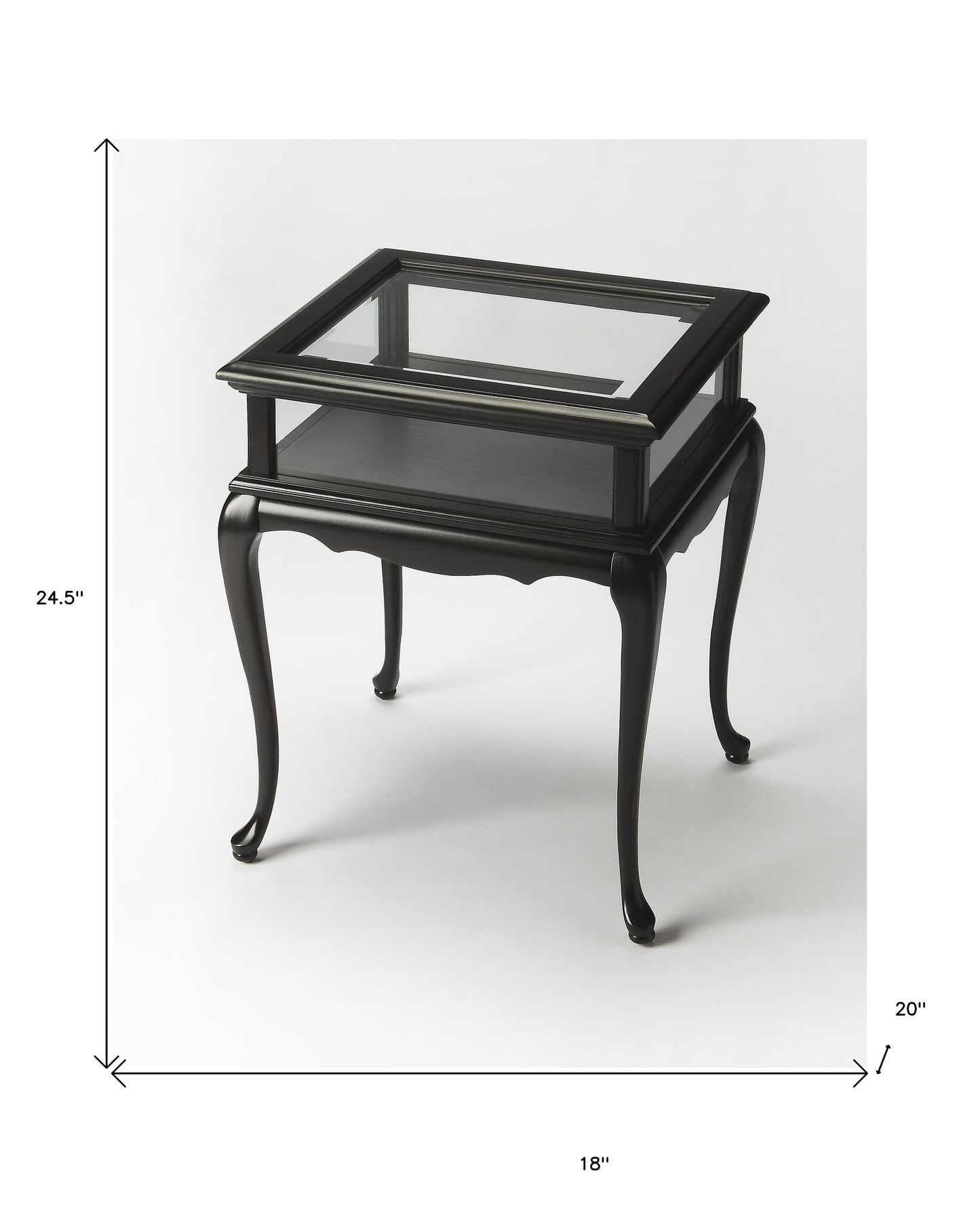 25" Black Glass End Table