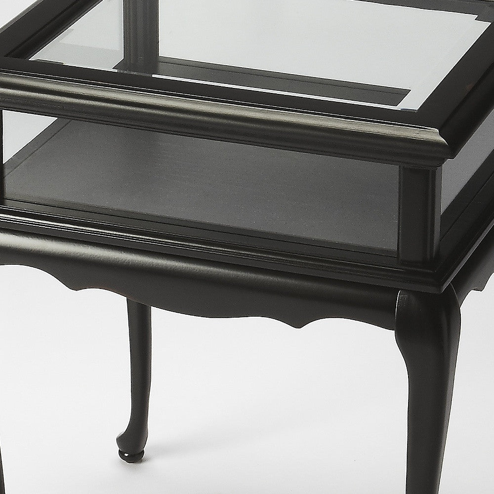 25" Black Glass End Table