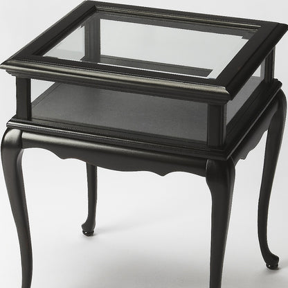 25" Black Glass End Table