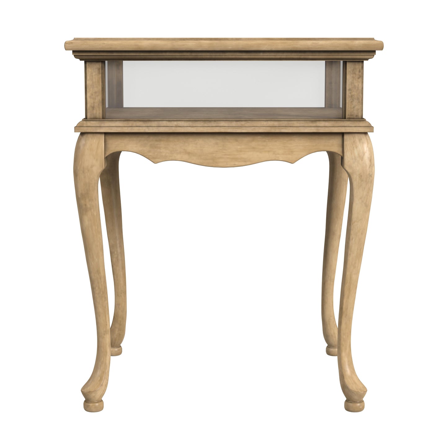 25" Beige Distressed Glass And Solid Wood End Table