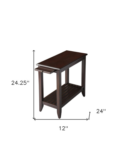 24" Merlot Manufactured Wood Rectangular End Table With Shelf