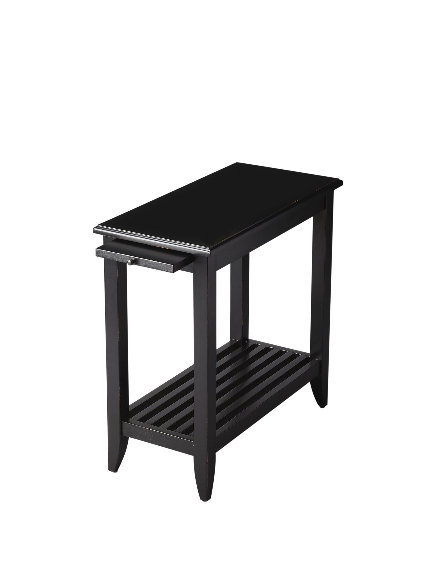 24" Black End Table With Shelf