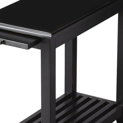 24" Black End Table With Shelf