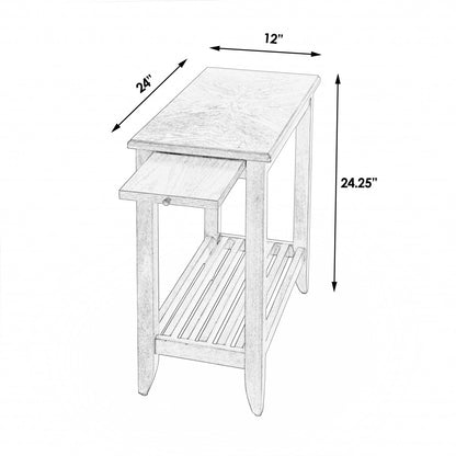 24" Brown Gray Rectangular End Table With Shelf