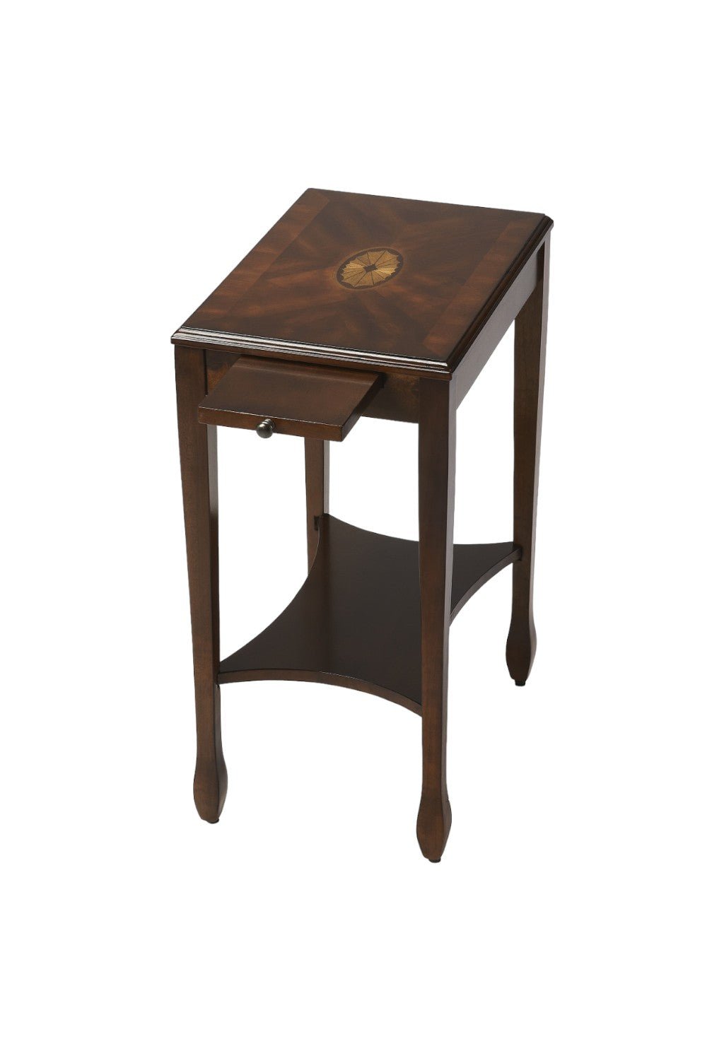 25" Dark Brown Manufactured Wood Rectangular End Table With Shelf