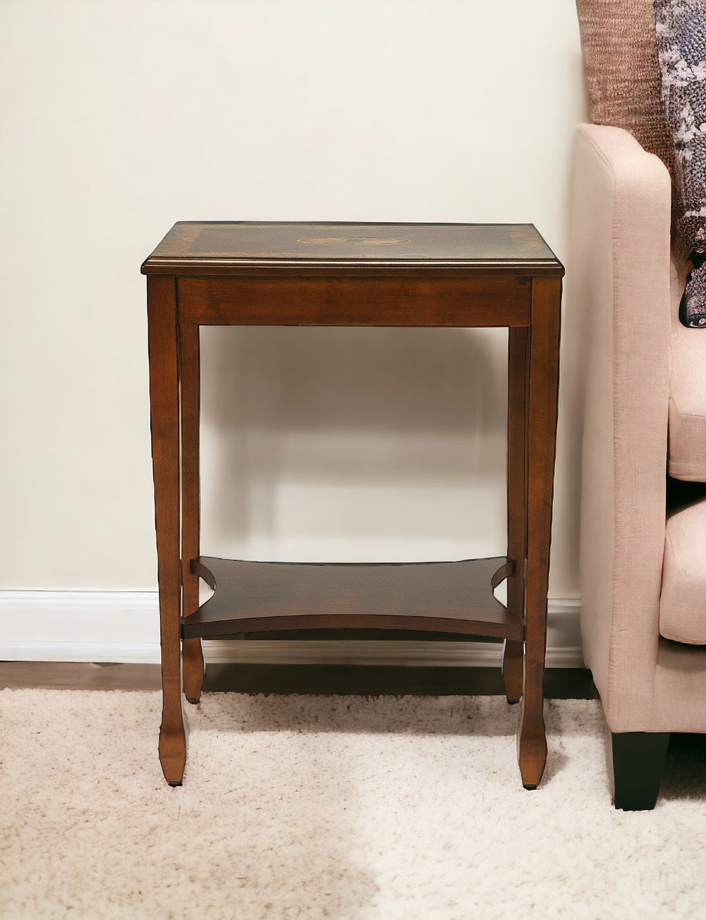 25" Wood Brown End Table With Shelf