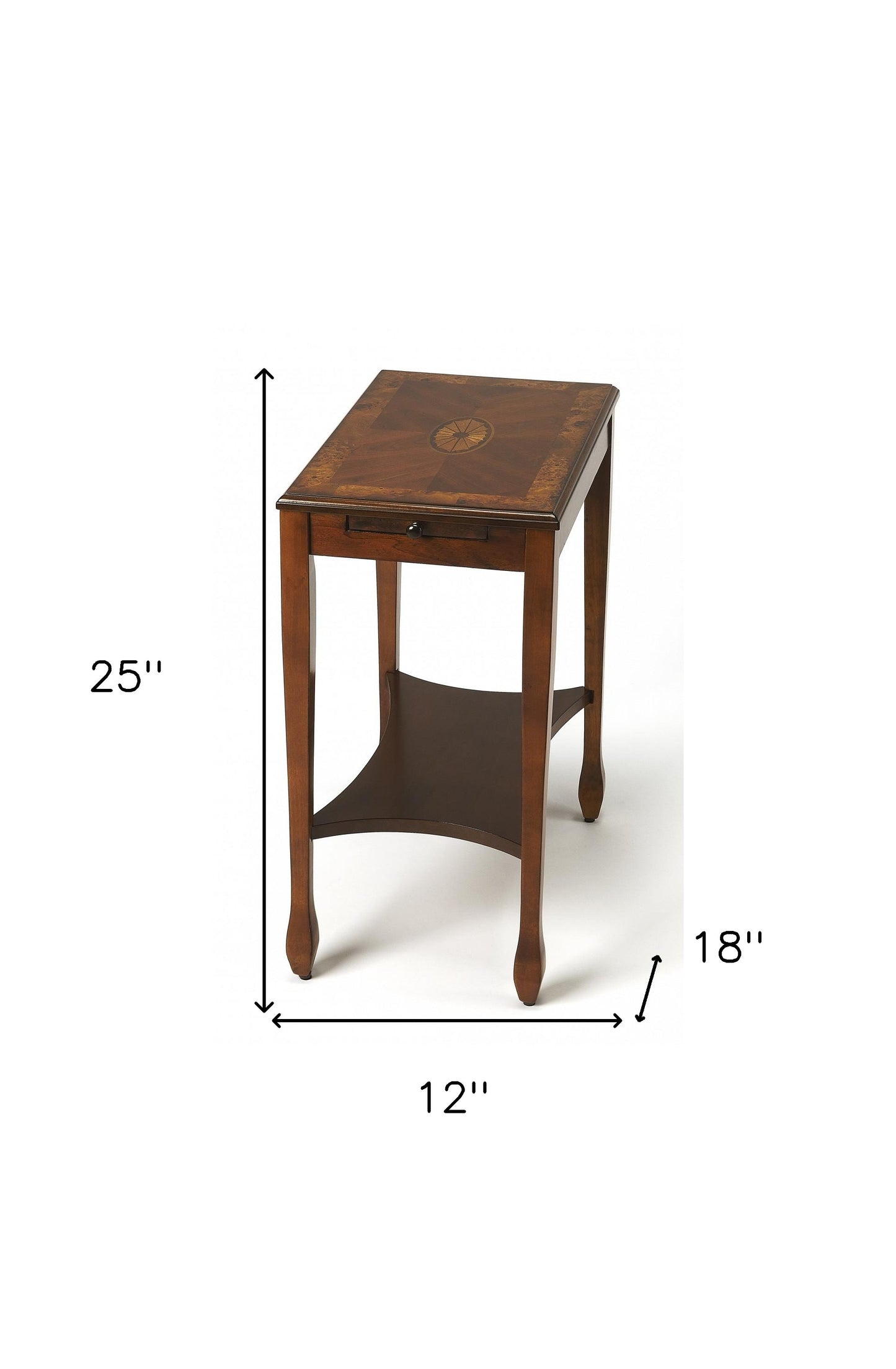 25" Wood Brown End Table With Shelf