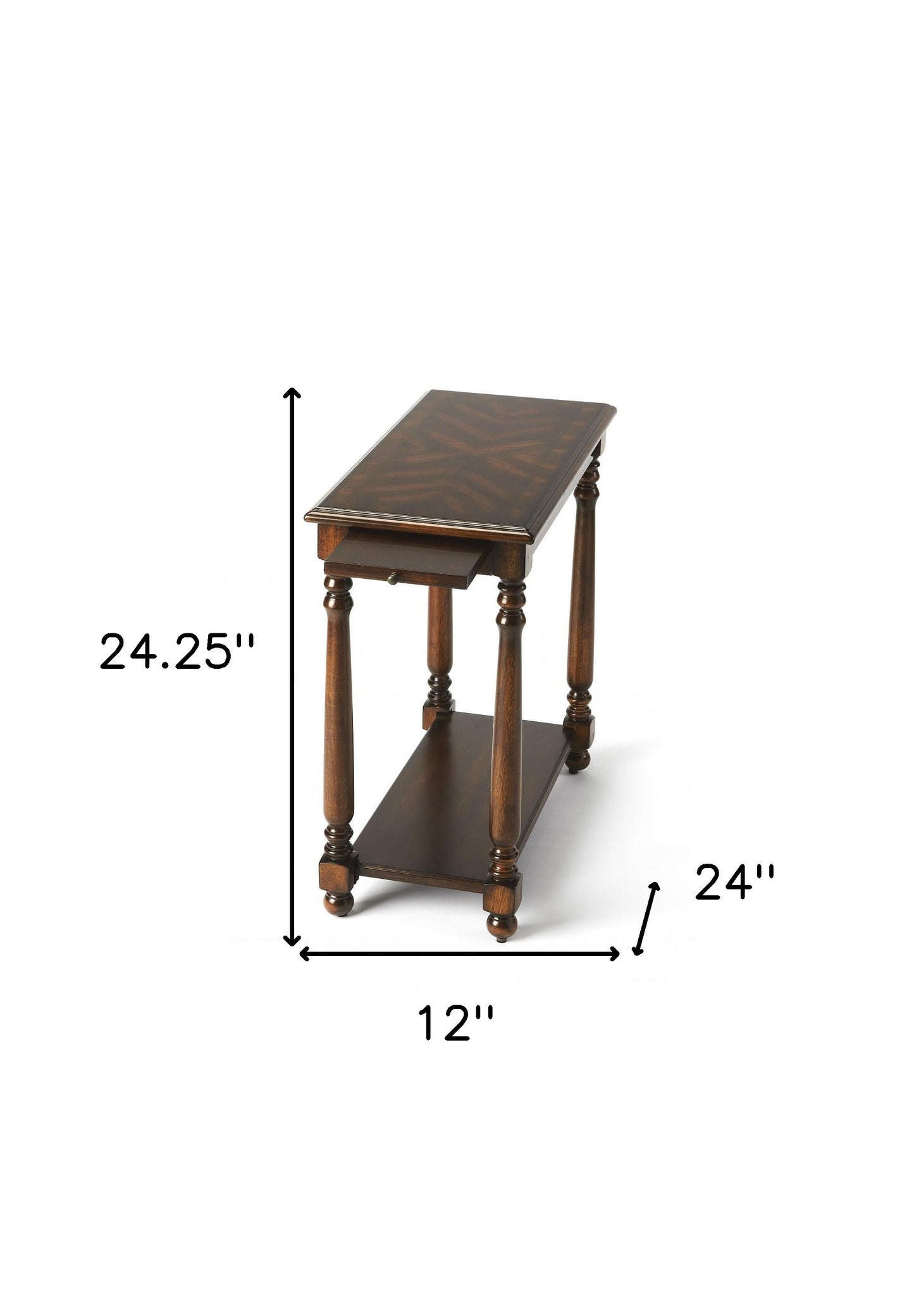 24" Wood Brown End Table With Shelf