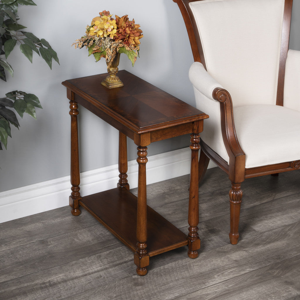 24" Brown End Table With Shelf