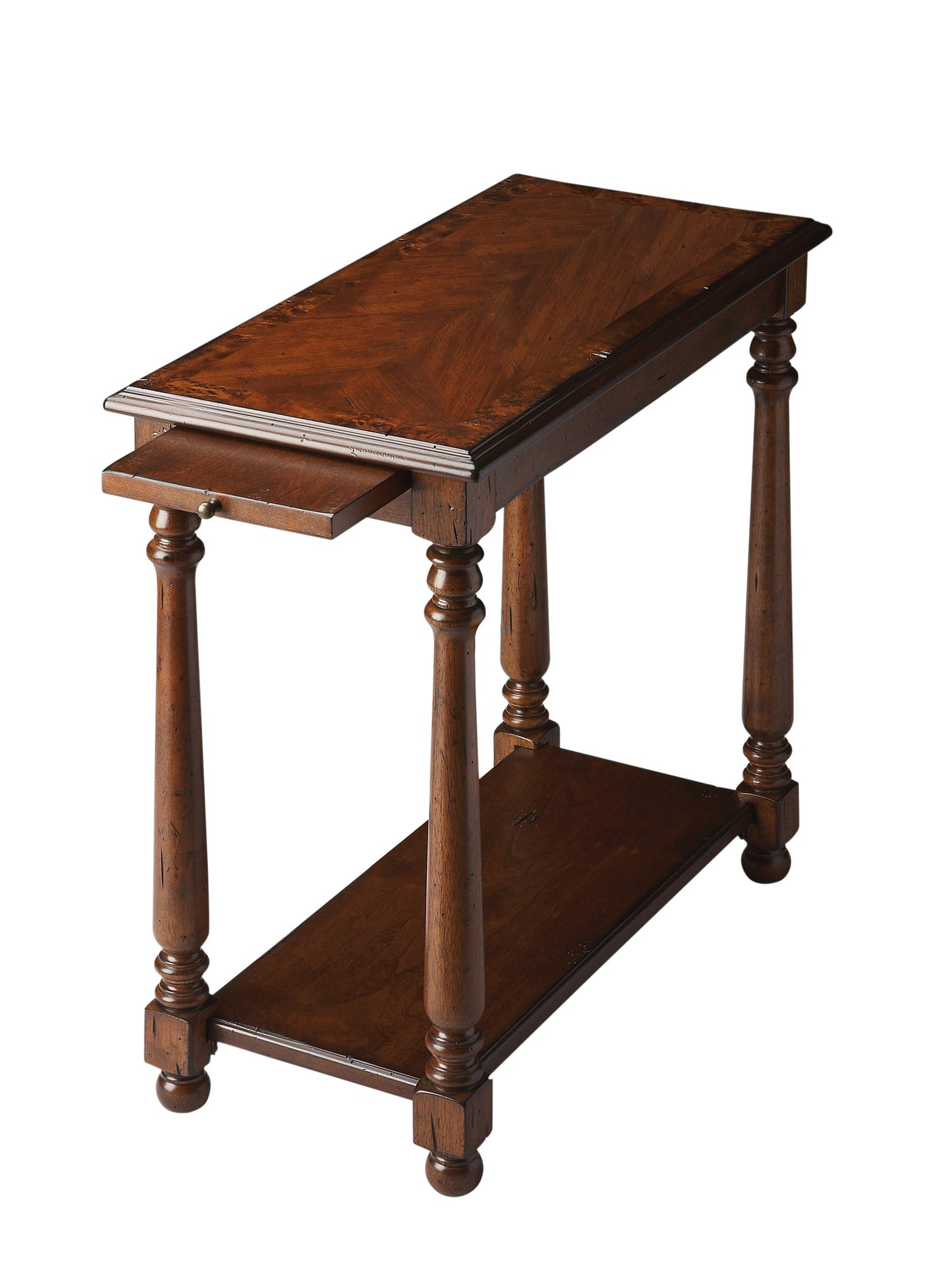 24" Wood Brown End Table With Shelf