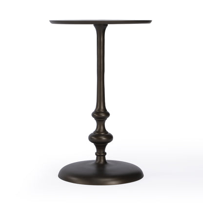 18" Dark Burnished Bronze Aluminum Round Top Pedestal End Table