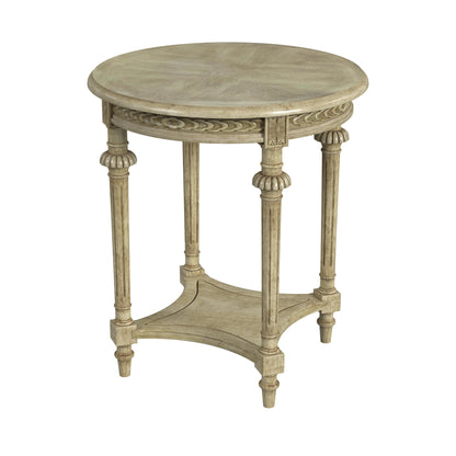 27" Beige Manufactured Wood Round End Table With Shelf