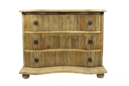 44" Natural Solid Wood Three Drawer Dresser