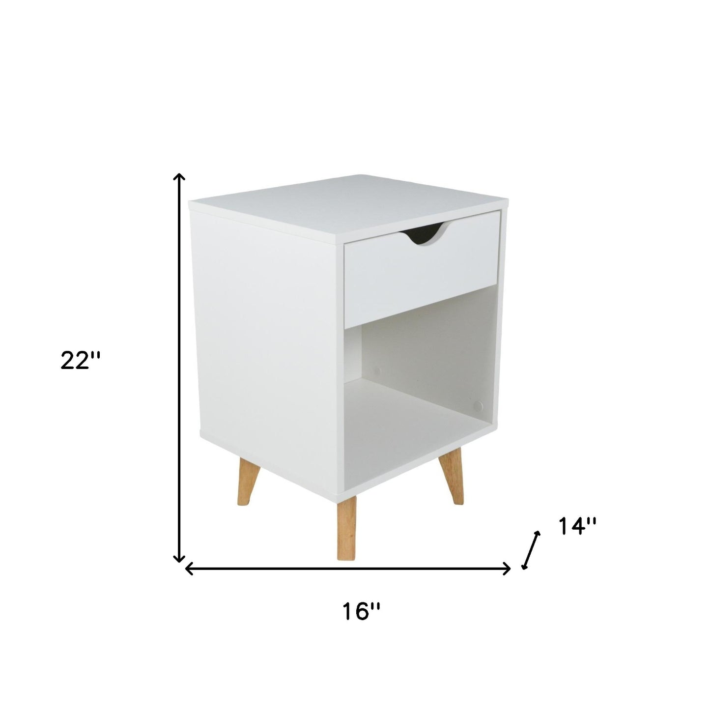 22" White One Drawer Nightstand