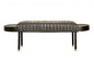 56" Dark Gray and Black Upholstered Genuine Leather Bench