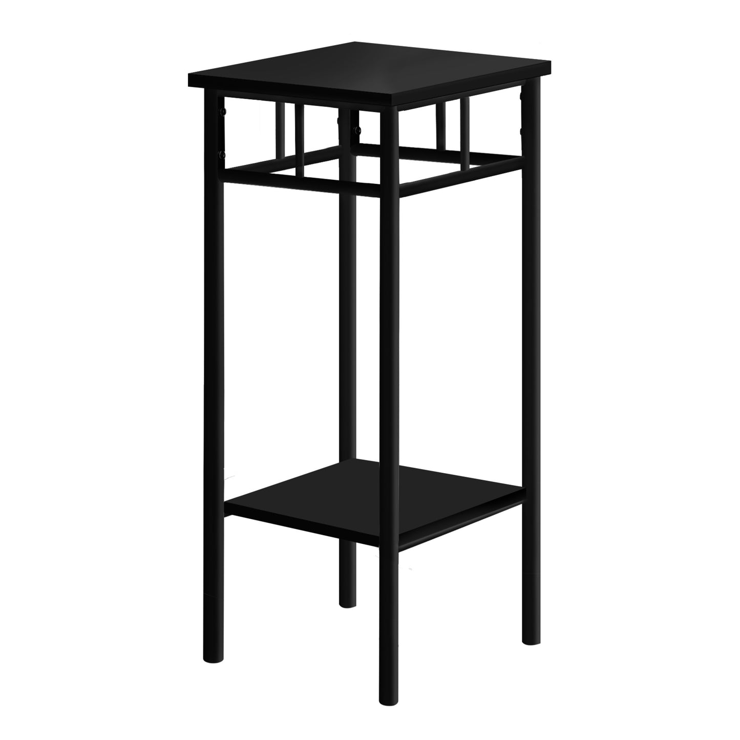 28" Black Square End Table With Shelf