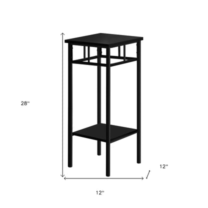 28" Black Square End Table With Shelf