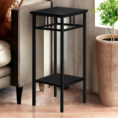 28" Black Square End Table With Shelf