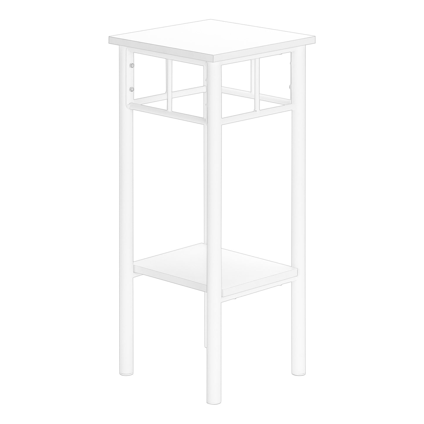 28" White Square End Table With Shelf