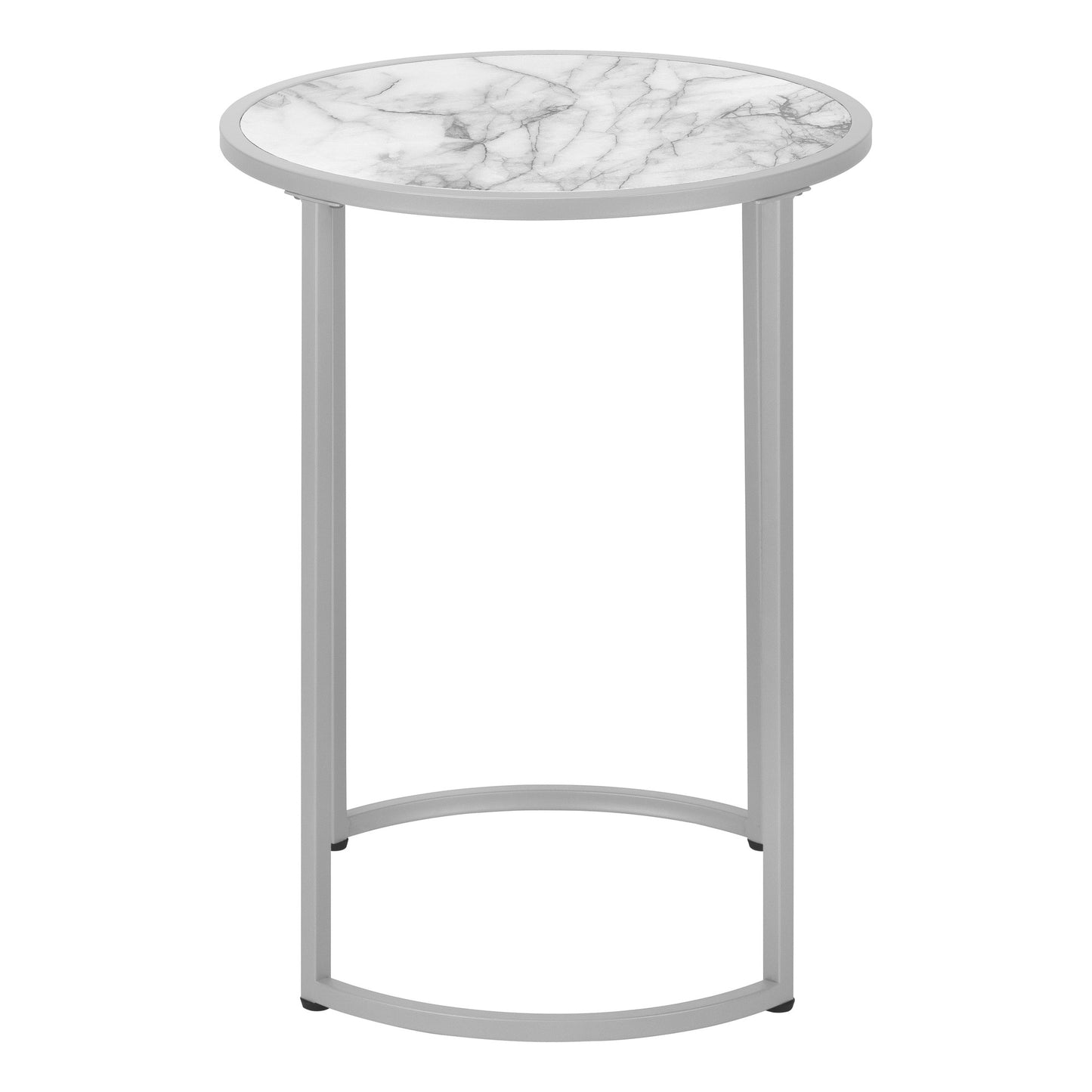 24" Silver And White Round End Table