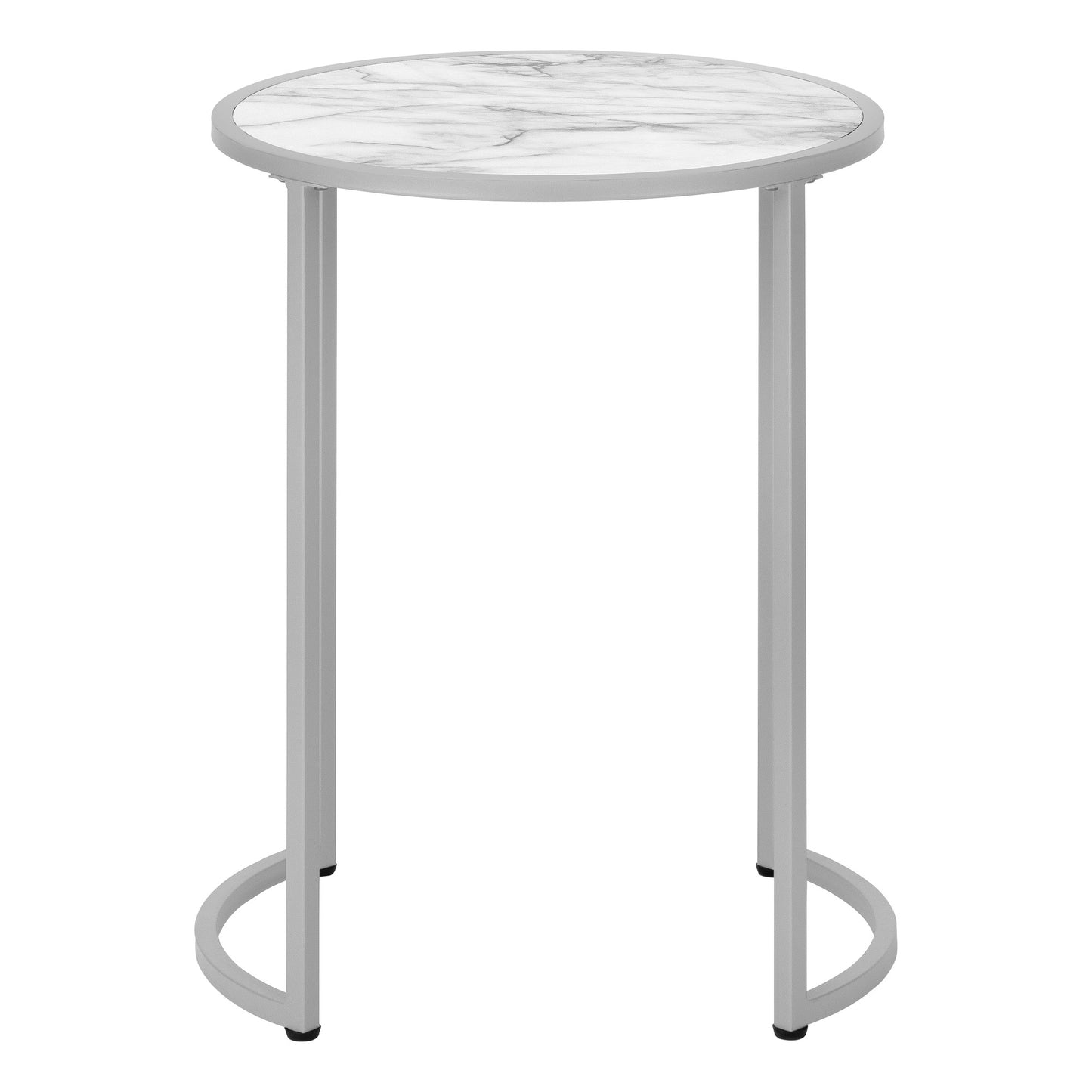 24" Silver And White Round End Table