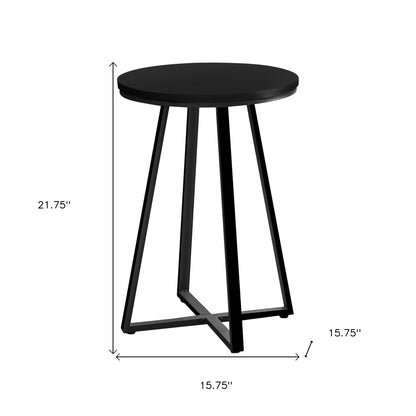 22" Black Round End Table