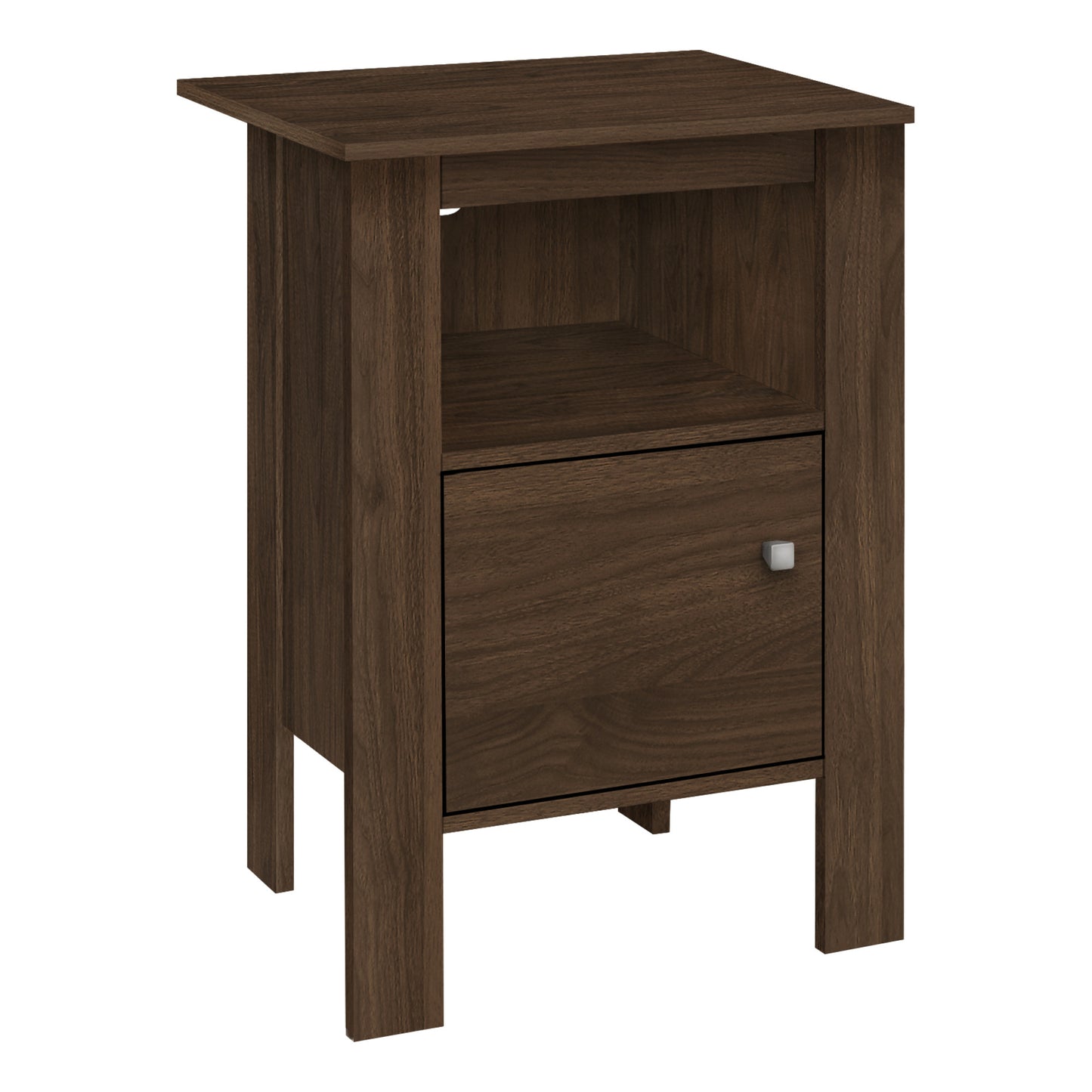 24" Walnut Nightstand with Cabinet Storage