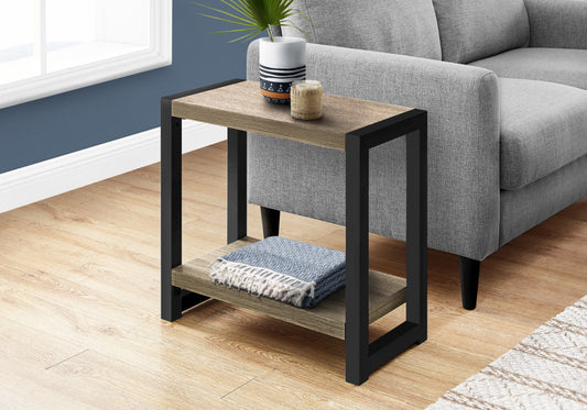 22" Black And Deep Taupe End Table With Shelf