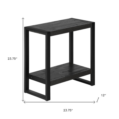 24" Black End Table With Shelf