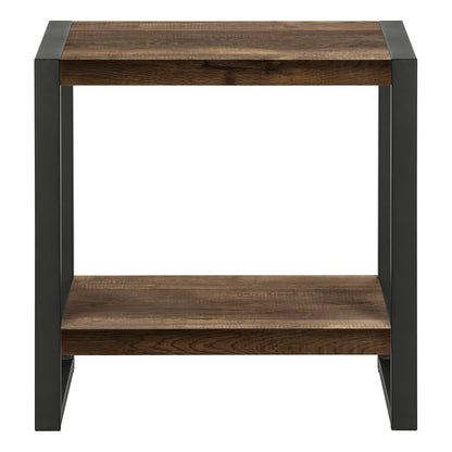 24" Black And Brown End Table With Shelf