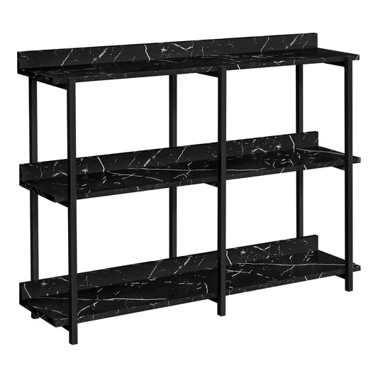 34" Black End Table With Three Shelves