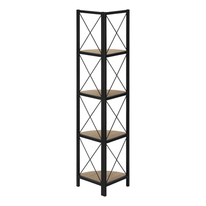 59" Taupe Metal Corner Bookcase