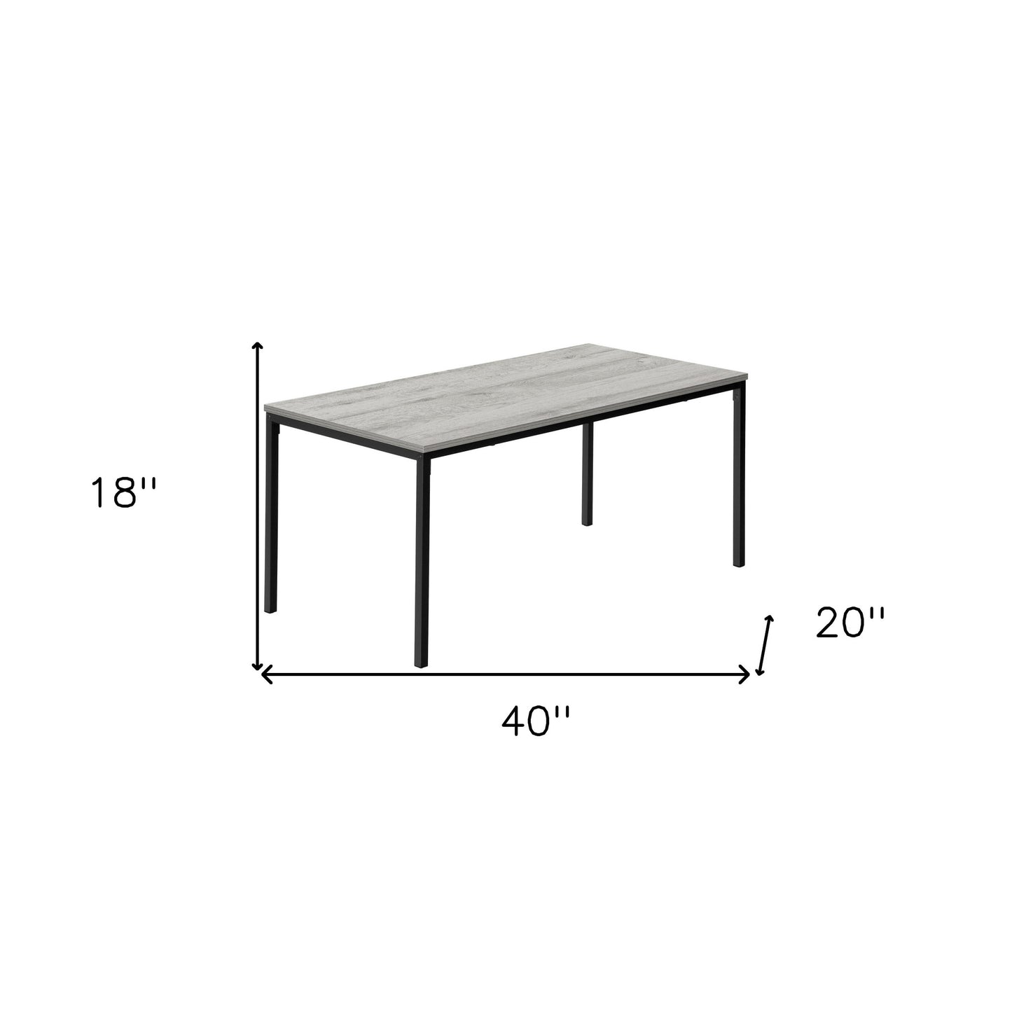 40" Gray And Black Wood And Metal Coffee Table