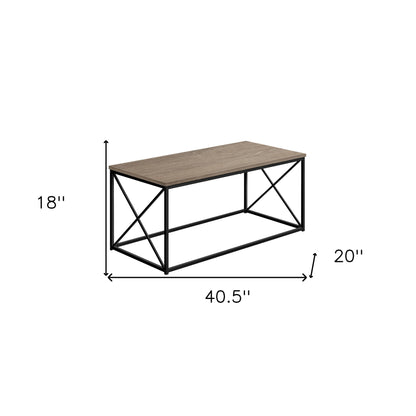 41" Taupe And Black Metal Coffee Table