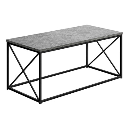 41" Gray And Black Wood And Metal Coffee Table